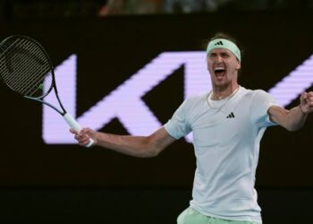 Carlos Alcaraz is stunned by Alexander Zverev at the Australian Open in 2024.