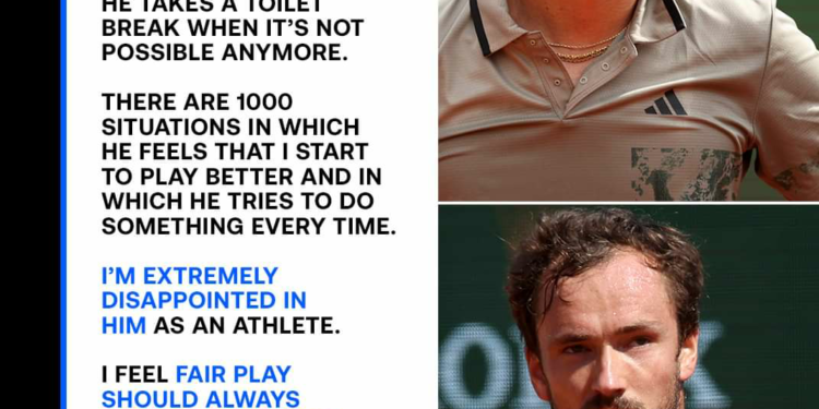 Alexander Zverev was not happy with Daniil Medvedev’s behaviour during their three-set thriller at the Mo….