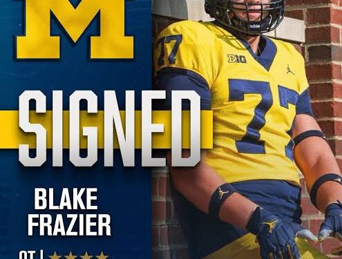 Breaking:Four-star offensive lineman Blake Frazier has committed to the Wolverines over Texas, Clemson….