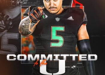 Just Now:Four-star center S.J. Alofaituli is 3rd top 100 commit in 2025 Miami football class!!