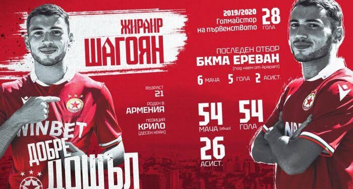 Избухване: Жирайр Шагоян 21-годишният полузащитник премина от ереванския клуб Арарат Армения в ЦСКА…..