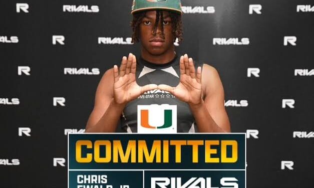 No. 1 Player in America Commits Miami Hurricanes Over Tennessee, Michigan, Arkanas…..