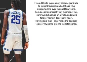 “Unexpected Departure: Inside the Startling Reasons Behind Mark Mitchell’s Decision to Transfer, Duke’s Star Forward”