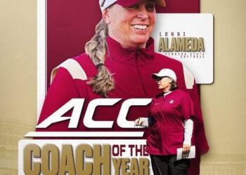 Lonni Alameda of the Florida State Seminoles softball team was selected the 2025 ACC coach of the year…