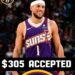 4-time NBA All-Star Devin Booker has officially accepted a blockbuster $305 million deal to join Lebron James and the North Carolina in a bold bid to dominate the NBA for years to come….